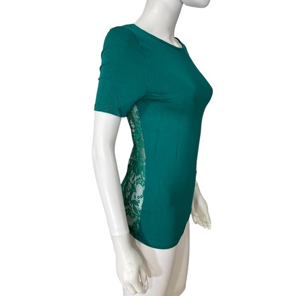 Zara Trafaluc Green Short Sleeve Lace Back Top - Picture 5 of 9